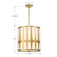 Four Light Pendant by Crystorama - Royston Collection, Antique Gold Finish - ROY-805-GA