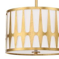 Three Light Pendant by Crystorama - Royston Collection, Antique Gold Finish - ROY-803-GA