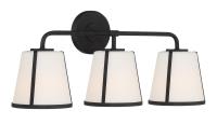 Three Light Bath by Crystorama - Fulton Collection, Black Finish - FUL-913-BK