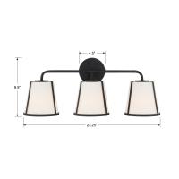 Three Light Bath by Crystorama - Fulton Collection, Black Finish - FUL-913-BK