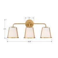 Three Light Bath by Crystorama - Fulton Collection, Antique Gold Finish - FUL-913-GA