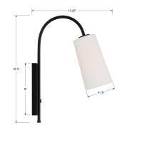 One Light Wall Sconce by Crystorama - Alexa Collection, Matte Black Finish - ALX-4501-MK