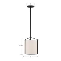 One Light Pendant by Crystorama - Carlyn Collection, Black Finish - CAR-9201-BK