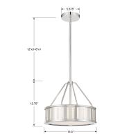 Three Light Pendant by Crystorama - Kendal Collection, Polished Nickel Finish - KEN-8303-PN