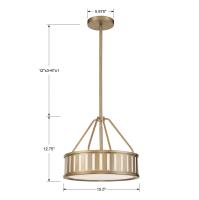 Three Light Pendant by Crystorama - Kendal Collection, Vibrant Gold Finish - KEN-8303-VG