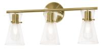 Three Light Vanity by AFX Lighting - Amanda Collection, Satin Brass Finish - AMDV2210MBSB