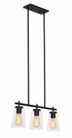 Three Light Linear Pendant by AFX Lighting - Joanna Collection, Textured Black Finish - JNNP0523MBBK