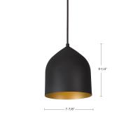 One Light Pendant by Kuzco Lighting - Helena Collection, Black/Gold Finish - 49108-BK/GD