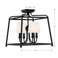 Four Light Semi Flush Mount by Crystorama - Sylvan Collection, Black Forged Finish - 2243-BF