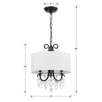Three Light Mini Chandelier by Crystorama - Othello Collection, Matte Black Finish - 6623-MK-CL-MWP