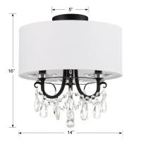 Three Light Semi Flush Mount by Crystorama - Othello Collection, Matte Black Finish - 6623-MK-CL-MWP_CEILING