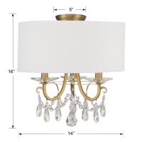 Three Light Semi Flush Mount by Crystorama - Othello Collection, Vibrant Gold Finish - 6623-VG-CL-MWP_CEILING