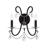Two Light Wall Sconce by Crystorama - Othello Collection, Matte Black Finish - 6822-MK-CL-MWP