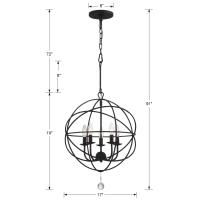 Five Light Mini Chandelier by Crystorama - Solaris Collection, Black Finish - 9224-BK