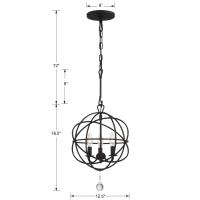 Three Light Mini Chandelier by Crystorama - Solaris Collection, Black Finish - 9225-BK