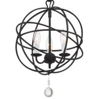 Three Light Mini Chandelier by Crystorama - Solaris Collection, Black Finish - 9225-BK