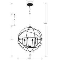 Six Light Chandelier by Crystorama - Solaris Collection, Black Finish - 9226-BK