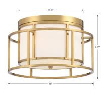 Two Light Flush Mount by Crystorama - Hulton Collection, Luxe Gold Finish - 9590-LG