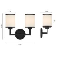 Two Light Wall Sconce by Crystorama - Bryant Collection, Black Forged Finish - BRY-8002-BF