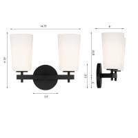 Two Light Wall Sconce by Crystorama - Colton Collection, Black Finish - COL-102-BK