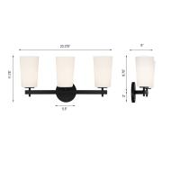 Three Light Wall Sconce by Crystorama - Colton Collection, Black Finish - COL-103-BK