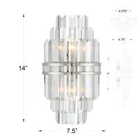 Two Light Wall Sconce by Crystorama - Hayes Collection, Polished Nickel Finish - HAY-1402-PN