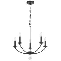 Five Light Chandelier by Crystorama - Mila Collection, Black Finish - MIL-8005-BK