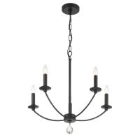 Five Light Chandelier by Crystorama - Mila Collection, Black Finish - MIL-8005-BK