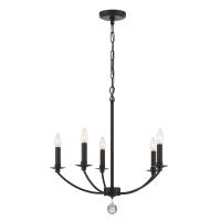 Five Light Chandelier by Crystorama - Mila Collection, Black Finish - MIL-8005-BK