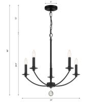 Five Light Chandelier by Crystorama - Mila Collection, Black Finish - MIL-8005-BK