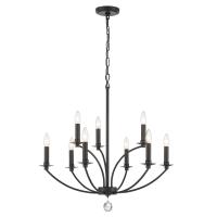 Nine Light Chandelier by Crystorama - Mila Collection, Black Finish - MIL-8009-BK
