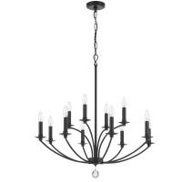 12 Light Chandelier by Crystorama - Mila Collection, Black Finish - MIL-8012-BK