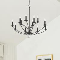 12 Light Chandelier by Crystorama - Mila Collection, Black Finish - MIL-8012-BK
