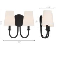 Two Light Wall Sconce by Crystorama - Payton Collection, Black Forged Finish - PAY-922-BF