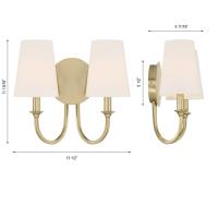Two Light Wall Sconce by Crystorama - Payton Collection, Vibrant Gold Finish - PAY-922-VG