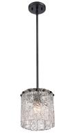One Light Pendant by Z-Lite - Glacier Collection, Matte Black Finish - 1943P8-MB