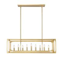 Nine Light Linear Chandelier by Z-Lite - Easton Collection, Rubbed Brass Finish - 3038-9L-RB