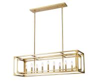 Nine Light Linear Chandelier by Z-Lite - Easton Collection, Rubbed Brass Finish - 3038-9L-RB