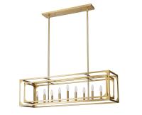 Nine Light Linear Chandelier by Z-Lite - Easton Collection, Rubbed Brass Finish - 3038-9L-RB
