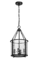 Four Light Pendant by Z-Lite - Barrington Collection, Matte Black Finish - 346P12-MB