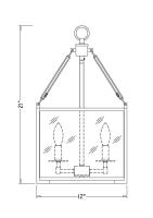 Four Light Pendant by Z-Lite - Barrington Collection, Matte Black Finish - 346P12-MB