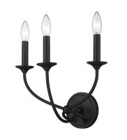 Three Light Wall Sconce by Z-Lite - Arabella Collection, Matte Black Finish - 3500-3S-MB