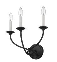 Three Light Wall Sconce by Z-Lite - Arabella Collection, Matte Black Finish - 3500-3S-MB