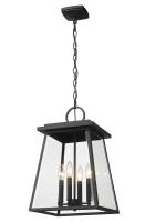 Four Light Outdoor Chain Mount Ceiling Fixture by Z-Lite - Broughton Collection, Black Finish - 521CHB-BK