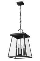 Four Light Outdoor Chain Mount Ceiling Fixture by Z-Lite - Broughton Collection, Black Finish - 521CHB-BK