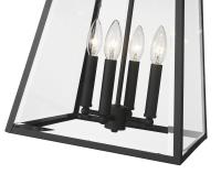 Four Light Outdoor Chain Mount Ceiling Fixture by Z-Lite - Broughton Collection, Black Finish - 521CHB-BK