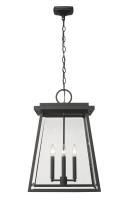 Four Light Outdoor Chain Mount Ceiling Fixture by Z-Lite - Broughton Collection, Black Finish - 521CHXL-BK