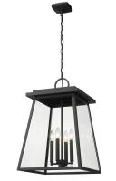 Four Light Outdoor Chain Mount Ceiling Fixture by Z-Lite - Broughton Collection, Black Finish - 521CHXL-BK