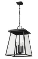 Four Light Outdoor Chain Mount Ceiling Fixture by Z-Lite - Broughton Collection, Black Finish - 521CHXL-BK