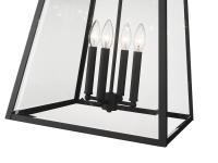 Four Light Outdoor Chain Mount Ceiling Fixture by Z-Lite - Broughton Collection, Black Finish - 521CHXL-BK